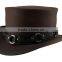 Pure Bull-hide with Ring-Metals Design Napa Leather TOPPER "GOTHIC" TOP HAT