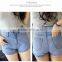 Korean Plus Size Thin Slim-fit High Waist Female Denim Shorts Retro Blue