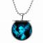 Wholesale Halloween sweater chian silver beads jewelry glow in the dark sorceress picture pendant necklace for children