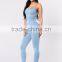 Wholesale Women Rompers Trendy and Stylish 95% Cotton 5% Spandex Spaghetti Strap Catsuit Womens Bodycon Jumpsuit