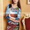 Newest top rated spandex long sleeve round neck colorful dress