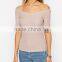 Latest Arrival Off Shoulder Top in Rib With Boat Neckline