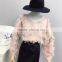 B22669A Sweet temperament feather tassel V-neek Lantern Sleeve Chiffon shirt