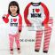 Red long sleeve white red stripe pants i love mom pattern baby brand pyjamas