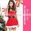 Factory Price Merry Christmas Girl Red Sexy Dress with Hat Costumes