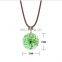 Dried flowers necklace glass pendant