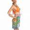 Exotic 3 Pieces Multi Orange Ruffle Halter Tie Bikini Set Sarong