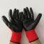 red polyester knitted black nitrile palm coated safety work gloves