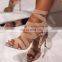 Snake Summer Shoes Woman Pumps High Thin Heels Pointed Toe Rhinestone Gladiator Pumps Party Sexy Shoes Prom Shoes