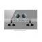 Electrical wall socket switch panel new trend double MF 3-pin socket switch with light gray glass panel