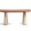 Contemporary DT1601-18 natural walnut veneered wooden top leather upholstered solid wood base dining table