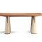 Contemporary DT1601-18 natural walnut veneered wooden top leather upholstered solid wood base dining table