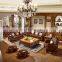 Luxurious European Style Wooden Structure Sofa Set Leather Living Room Sofa