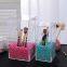 Covered Makeup Brush Holder with Dustproof Lid, Pearls Beads, Large Capacity Acrylic Clear Cosmetic Brush Storage Organizer for Vanity