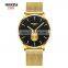 Golden Water Resistant Custom Logo Quartz Luxury Mesh Wristwatch Men Relogio Men Quartz Watch