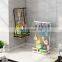 Multi-functional Sponge Holder With Dish Cloth Bar And Hooks for Hanging Cooking Utensil Kitchen Counter Organizer