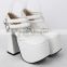 Fashion White ladies Pumps Shoes Synthetic Leather Cosplay Gothic Lolita high heel Shoes