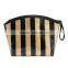 PU stripe black makeup bag cosmetic bag pu leather free cosmetics