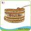 Natural Stone Bead Wrap Bracelet On Coconut Braided Leather With 3 Skull Bead Bracelet