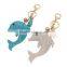 Dolphin Keychains Bag Charm Keyring White Blue Rhinestones Keychain