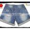 OEM Hot summer women wathet blue Denim shorts cuffed bottom hem roll up distressed jeans shorts