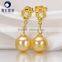 aaa quality 7--7.5mm golden japanese pearls akoya earrings for women