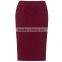 New classic fashion women midi textured red pencil skirt