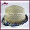 Unisex Jazz Straw and Cloth Joint Short Brim Trilby Fedora Hat