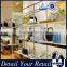high quality leather goods ultra white glass display cabinet