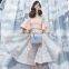 thailand fashion dress neck boat off shoulder tops for women ladies girls knee lenth skirts latest suit