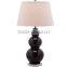wholesale lowest price table lamps with white gourd shape and barrel fabric shade for home decor