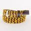 New Produce Hand Made Anderson Style Leather Belt Brown and Yellow Cotton