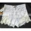 2016 Summer Fashion Women Slimming Ripped Short Jeans Ladies White Lace Patchwork Tassel Fringed High Waist Beach Shorts