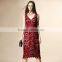 2016 factory direct sale embroidered long red dress,sexy lady lace maxi dress