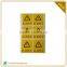 Custom Printed Dangerous Fire Resistant Warning Sign Sticker Label