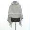 2015 wholesale cashmere cape with silver fox fur collar