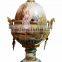 European Character Style Ceramic Egg Shaped Jar Box, Elegant Porcelain With Brass Prize Cup, Figure Design Footed Jar With Lid