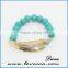 fashion stone beads bracelet with metal leaf charm