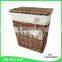 Set 3 brown rectangle wicker laundry hamper basket