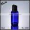2017 hot new products cosmetic beard oil lotion 75ml blue round shoulder pet plastic shampoo bottle packaging disc top cap