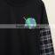 Latest woman sweatshirt design sublimation with plaid sleeve and hood design sweatshirt