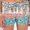 Women adjustable tie popular print beach shorts wholesale relaxed fit shorts