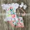new Summer baby girls clothes mint coral mermaid under the sea boutique short kids cotton kids wear ruffles match accessories