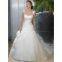 High quality organza lace material appliqued beaded A-line bridal wedding gown custom made