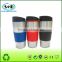 BPA free 450ml stainless steel double wall thermal car mug with silicone sleeve band
