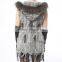 SJ095-01 Hot Sale Rabbit Fur Woman Hand Crochet Knit Fabric Jacket