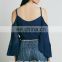 High quality ladies cotton off the shoulder top, bell sleeve top