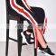 custom snap button down two colors stripe tracksuits crop top hoodies and pant for women sportswear clothing sets