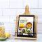 White Cookbook Stand for Kitchen Counter Adjustable Recipe Book Holder Rustic Wood Cutting Board Style