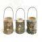 new design MDF wood antique bark ramadan lanterns candle holder with glass cup